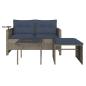 Preview: 3-teiliges Gartensofa-Set mit Kissen, grau, Polyrattan