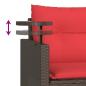 Preview: 3-teiliges Gartensofa-Set mit Kissen, braun, Polyrattan