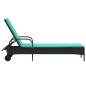 Preview: Sonnenliege mit Rollen und Kissen Schwarz Poly Rattan