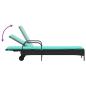Preview: Sonnenliege mit Rollen und Kissen Schwarz Poly Rattan