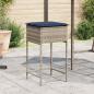 Preview: ARDEBO.de - Garten-Barhocker mit Kissen 2 Stk. Grau Poly Rattan