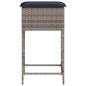 Preview: Garten-Barhocker mit Kissen 2 Stk. Grau Poly Rattan
