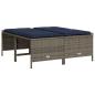 Preview: Gartenhocker mit Kissen 4 Stk. Grau Poly Rattan