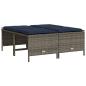 Preview: Gartenhocker mit Kissen 4 Stk. Grau Poly Rattan