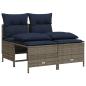 Preview: 4-teiliges Gartensofa-Set mit Kissen, grau, Polyrattan