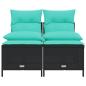 Preview: 4-teiliges Gartensofa-Set mit Kissen, schwarzes Polyrattan