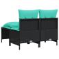 Preview: 4-teiliges Gartensofa-Set mit Kissen, schwarzes Polyrattan