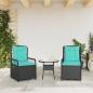 Preview: Liegende Gartenstühle 2 Stk. Schwarz Poly Rattan