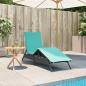 Preview: Sonnenliege mit Kissen Schwarz Poly Rattan
