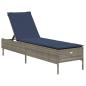 Preview: Sonnenliege mit Kissen Grau Poly Rattan