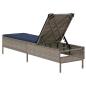 Preview: Sonnenliege mit Kissen Grau Poly Rattan