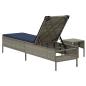 Preview: Sonnenliege mit Tisch und Kissen Grau Poly Rattan