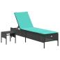 Preview: Sonnenliege mit Tisch und Kissen Schwarz Poly Rattan