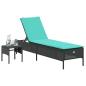 Preview: Sonnenliege mit Tisch und Kissen Schwarz Poly Rattan