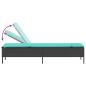Preview: Sonnenliege mit Tisch und Kissen Schwarz Poly Rattan