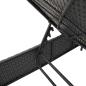 Preview: Sonnenliege mit Tisch und Kissen Schwarz Poly Rattan