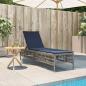 Preview: Sonnenliege mit Kissen Grau Poly Rattan