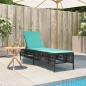 Preview: Sonnenliege mit Kissen Schwarz Poly Rattan