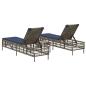 Preview: Sonnenliegen 2 Stk. mit Tisch Grau Poly Rattan