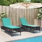 Preview: ARDEBO.de - Sonnenliegen 2 Stk. mit Tisch Schwarz Poly Rattan