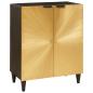 Preview: ARDEBO.de - Sideboard Schwarz und Gold 60 x 33 x 75 cm massives Mangoholz