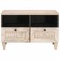 Preview: TV-Schränk mit Regal Weiß 70 x 33 x 46 cm massives Mangoholz