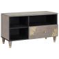 Preview: ARDEBO.de - TV-Schränk Grau und Gold 80 x 33.5 x 46 cm Massivholz Mango