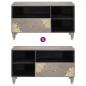 Preview: TV-Schränk Grau und Gold 80 x 33.5 x 46 cm Massivholz Mango