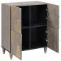 Preview: Sideboard Grau und Gold 60 x 33 x 75 cm Massivholz Mango