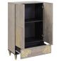 Preview: Hochboard Grau und Gold 60 x 33.5 x 100 cm Massivholz Mango