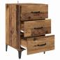 Preview: Nachttisch mit Schubladen Altholz 40 x 40 x 66 cm Holzwerkstoff