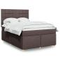 Preview: ARDEBO.de - Boxspringbett mit Matratze Dunkelbraun 160x200 cm Stoff
