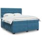Preview: ARDEBO.de - Boxspringbett mit Matratze Blau 200x200 cm Samt
