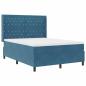 Preview: Boxspringbett mit Kopfteil Blau 140 x 200 cm Samt