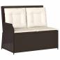 Preview: Gartenbank mit Kissen Braun Poly Rattan