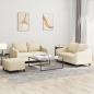 Preview: ARDEBO.de - 3-tlg. Sofagarnitur mit Kissen Creme Stoff