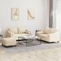 Preview: ARDEBO.de - 3-tlg. Sofagarnitur mit Kissen Creme Stoff