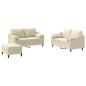 Preview: 3-tlg. Sofagarnitur mit Kissen Creme Stoff