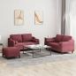 Preview: ARDEBO.de - 3-tlg. Sofagarnitur mit Kissen Weinrot Stoff