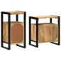 Preview: Badezimmermöbel Set 2 pcs Braun Massives, grobes Mangoholz