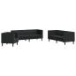 Preview: Sofa Set 3 pcs Schwarz 194 x 74.5 x 70.5 cm Kunstleder
