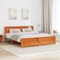 Preview: Bettgestell Wachsbraun 200 x 200 cm Massivholz Kiefer