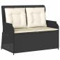 Preview: Gartenbank mit Kissen Schwarz Poly Rattan