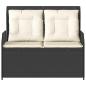 Preview: Gartenbank mit Kissen Schwarz Poly Rattan