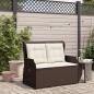 Preview: ARDEBO.de - Gartenbank mit Kissen Braun Poly Rattan