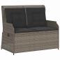 Preview: Gartenbank mit Kissen Grau Poly Rattan