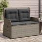 Preview: Gartenbank mit Kissen Grau Poly Rattan