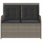 Preview: Gartenbank mit Kissen Grau Poly Rattan