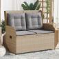 Preview: Gartenbank mit Kissen Beige Poly Rattan