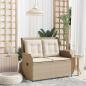 Preview: ARDEBO.de - Gartenbank mit Kissen Beige Poly Rattan